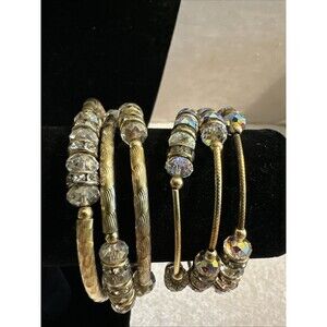 Bracelet With Clear Stone And Gold Tone Beads